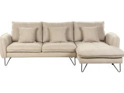 Best Beliani Divano angolare 3 posti SERSAN Ciniglia Bianco Beige Nero