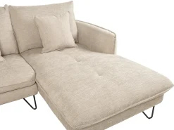 Best Beliani Divano angolare 3 posti SERSAN Ciniglia Bianco Beige Nero
