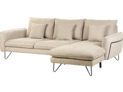 Best Beliani Divano angolare 3 posti SERSAN Ciniglia Bianco Beige Nero