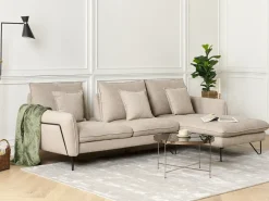 Best Beliani Divano angolare 3 posti SERSAN Ciniglia Bianco Beige Nero