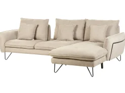 Best Beliani Divano angolare 3 posti SERSAN Ciniglia Bianco Beige Nero