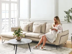Discount Beliani Divano angolare 3 posti SERSAN Ciniglia Beige Beige Nero