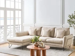 Discount Beliani Divano angolare 3 posti SERSAN Ciniglia Beige Beige Nero