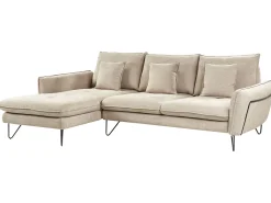 Discount Beliani Divano angolare 3 posti SERSAN Ciniglia Beige Beige Nero