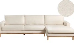 Best Beliani Divano angolare 4 posti SIGGARD Bouclé Bianco Lato Sinistro Bianco Marrone