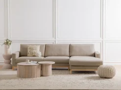 Sale Beliani Divano angolare 4 posti SIGGARD Tessuto Tortora Lato Sinistro Beige Marrone
