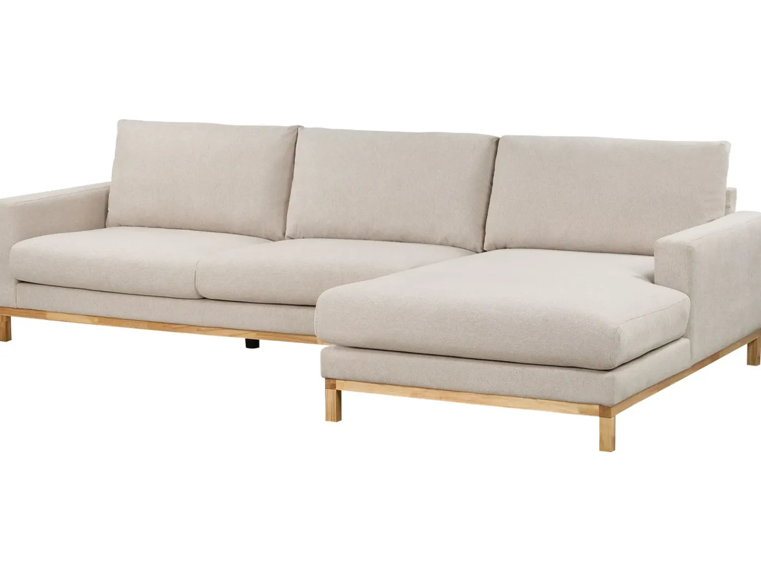 New Beliani Divano angolare 4 posti SIGGARD Tessuto Beige Lato Sinistro Beige Marrone