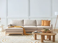 Outlet Beliani Divano angolare 4 posti SIGGARD Tessuto Beige Lato destro Beige Marrone