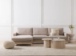 Outlet Beliani Divano angolare 4 posti SIGGARD Tessuto Tortora Lato destro Beige Marrone