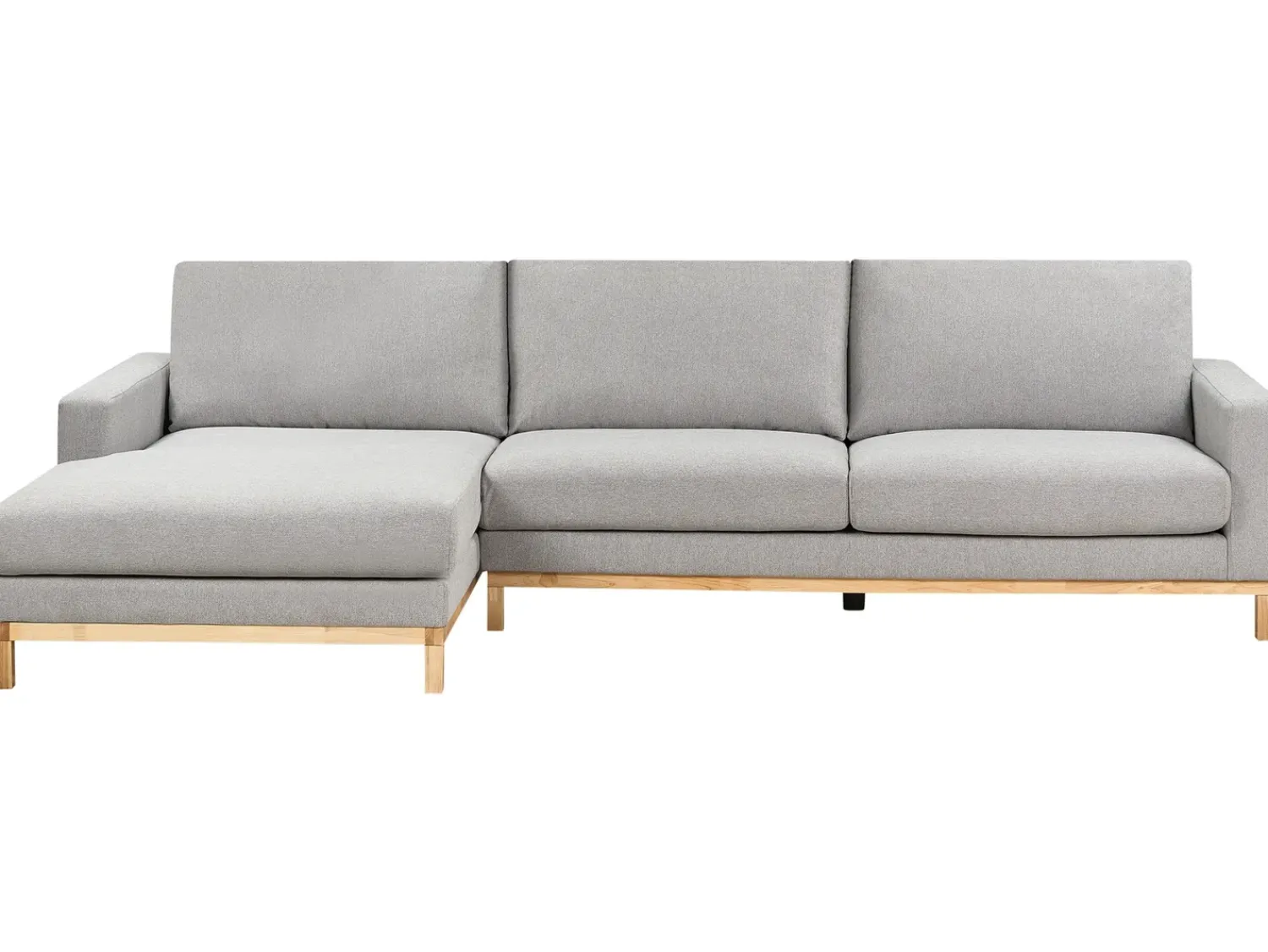Clearance Beliani Divano angolare 4 posti SIGGARD II Tessuto Grigio Lato destro Marrone Grigio