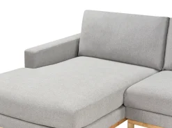 Clearance Beliani Divano angolare 4 posti SIGGARD II Tessuto Grigio Lato destro Marrone Grigio