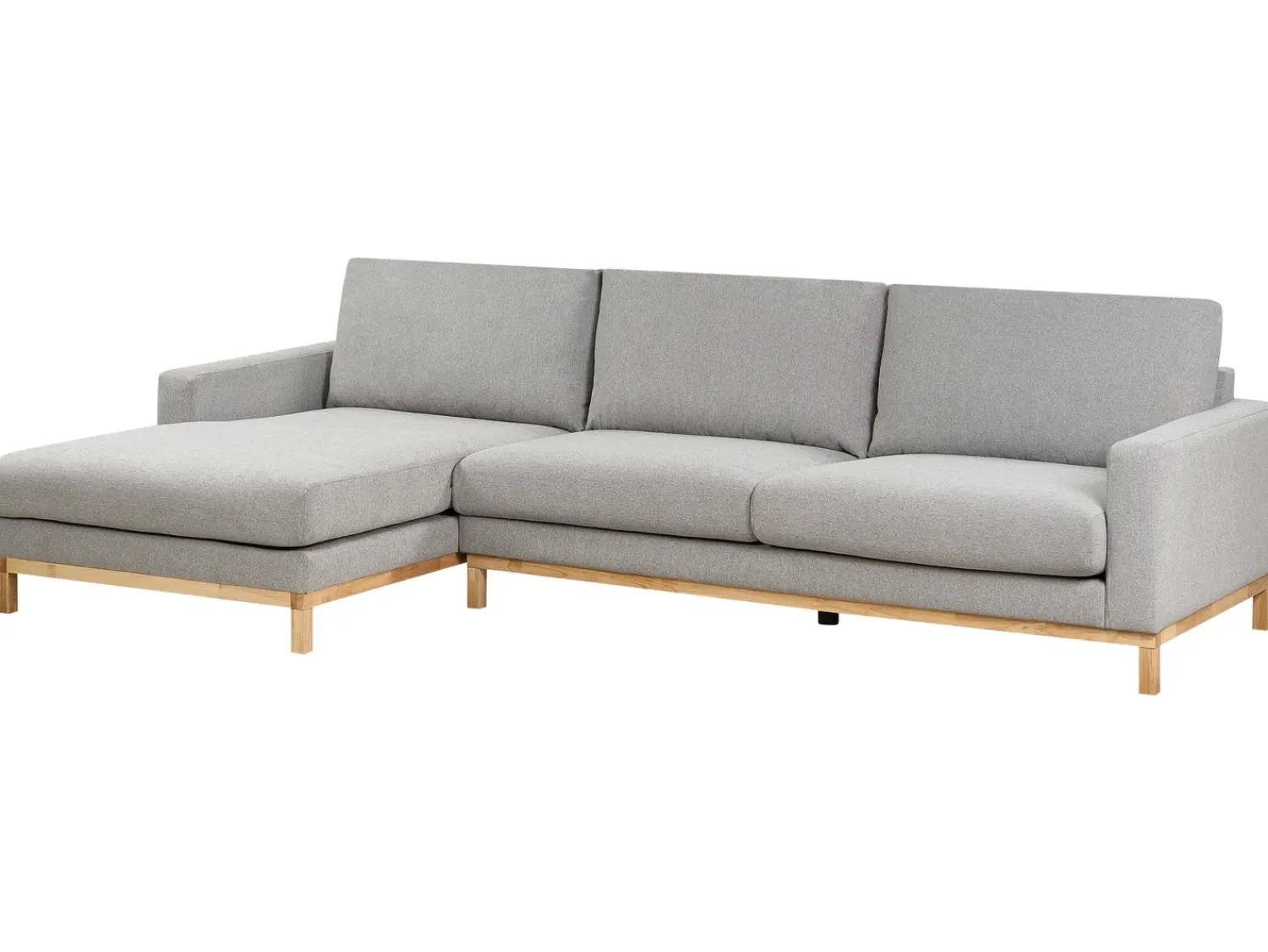 Clearance Beliani Divano angolare 4 posti SIGGARD II Tessuto Grigio Lato destro Marrone Grigio