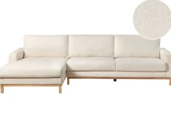 Hot Beliani Divano angolare 4 posti SIGGARD Bouclé Bianco Lato destro Bianco Marrone
