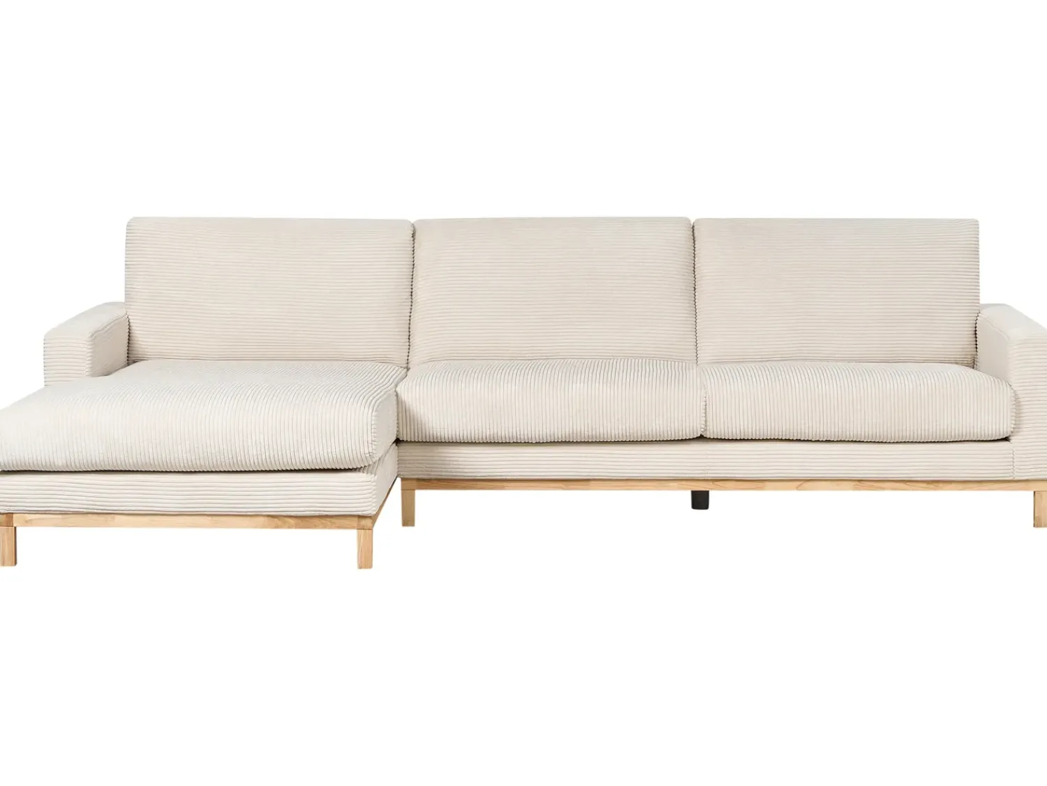 Best Beliani Divano angolare 4 posti SIGGARD II Velluto a coste Beige chiaro Lato destro Beige Marrone