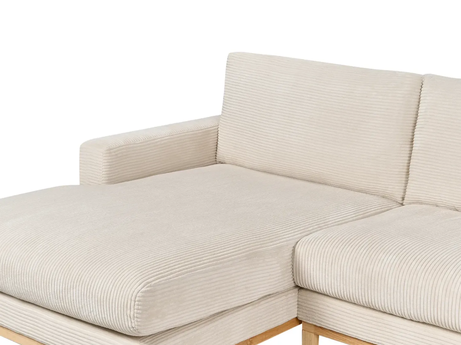 Best Beliani Divano angolare 4 posti SIGGARD II Velluto a coste Beige chiaro Lato destro Beige Marrone