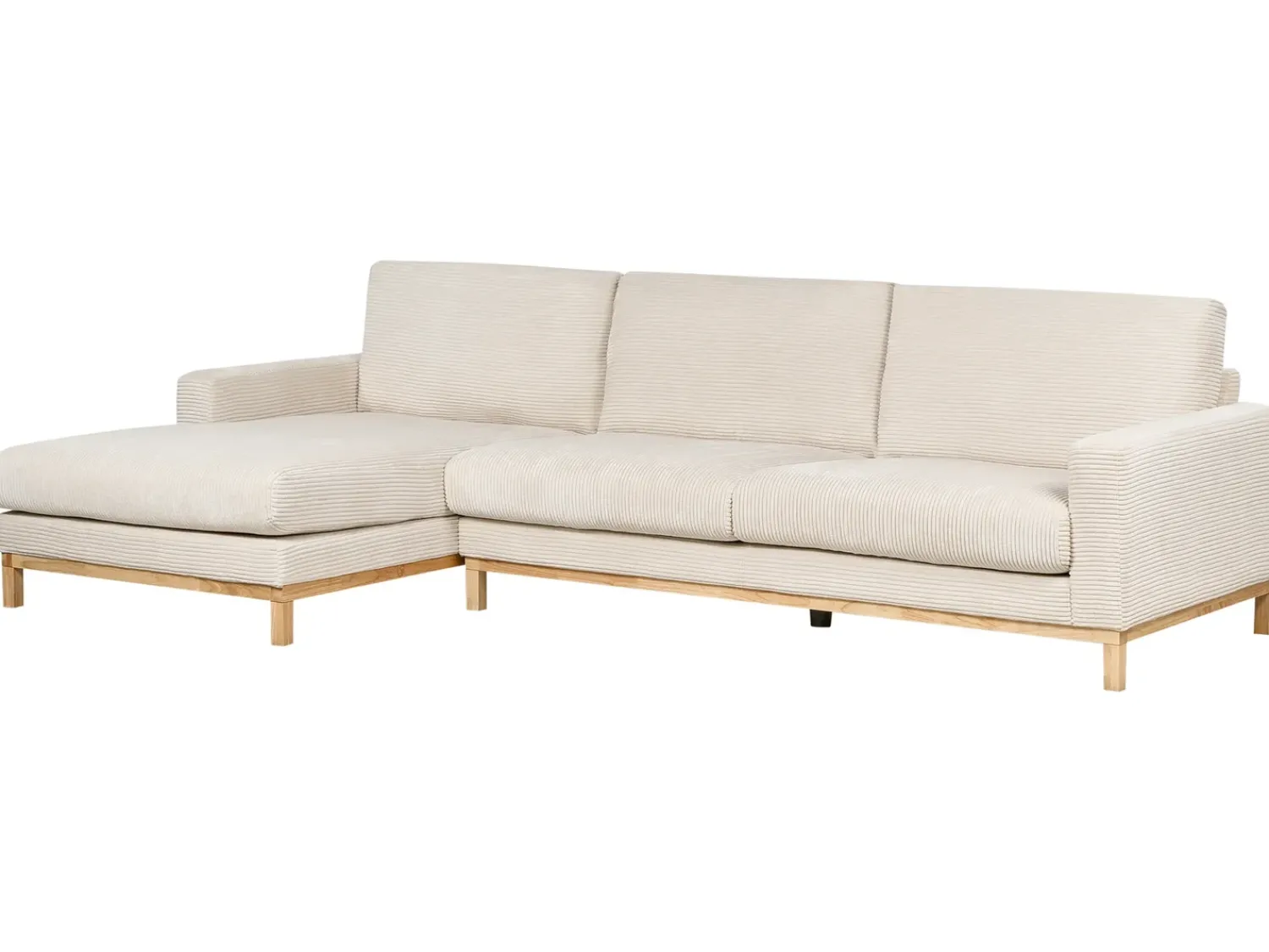Best Beliani Divano angolare 4 posti SIGGARD II Velluto a coste Beige chiaro Lato destro Beige Marrone
