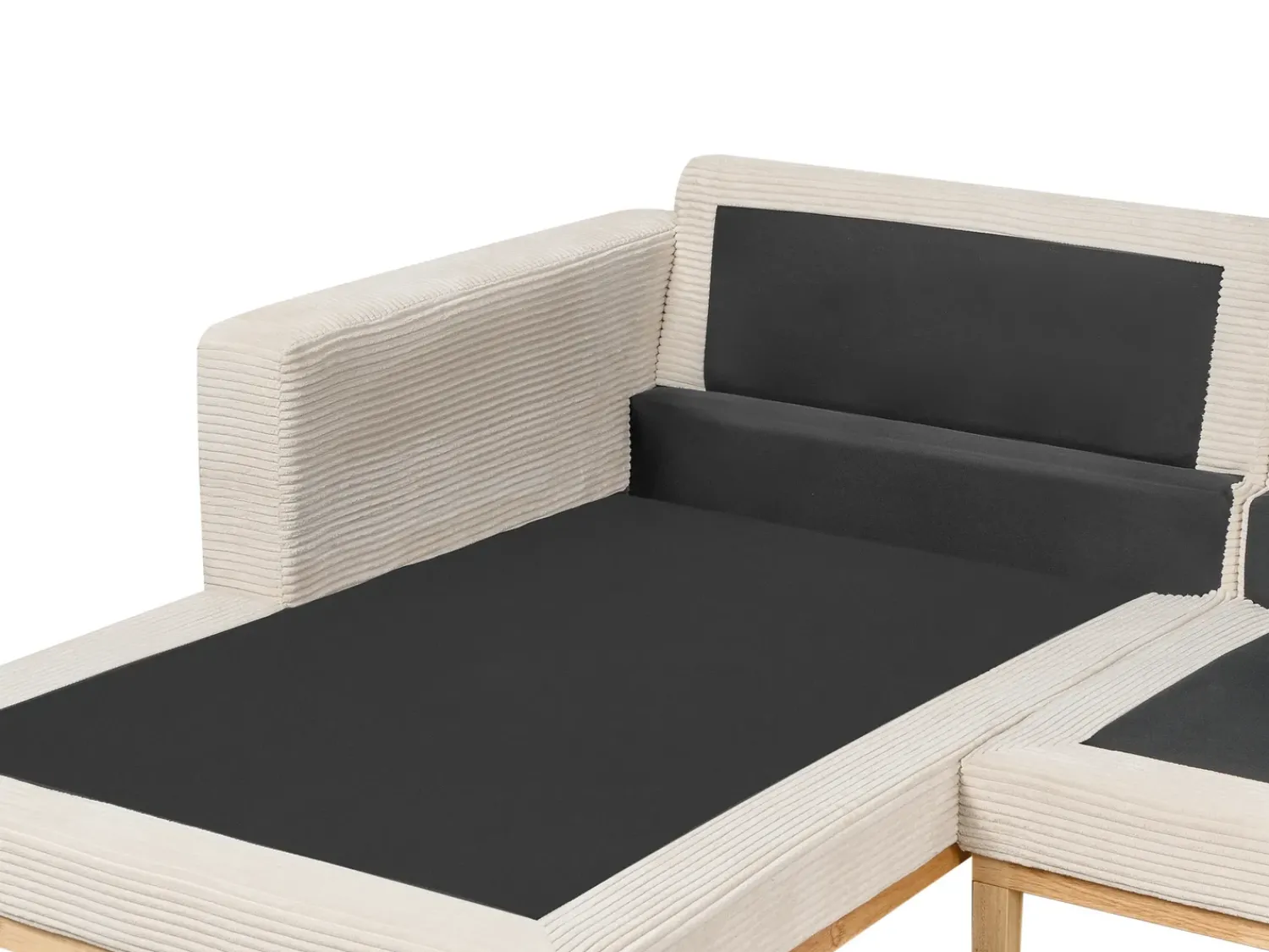 Best Beliani Divano angolare 4 posti SIGGARD II Velluto a coste Beige chiaro Lato destro Beige Marrone