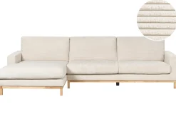 Best Beliani Divano angolare 4 posti SIGGARD II Velluto a coste Beige chiaro Lato destro Beige Marrone