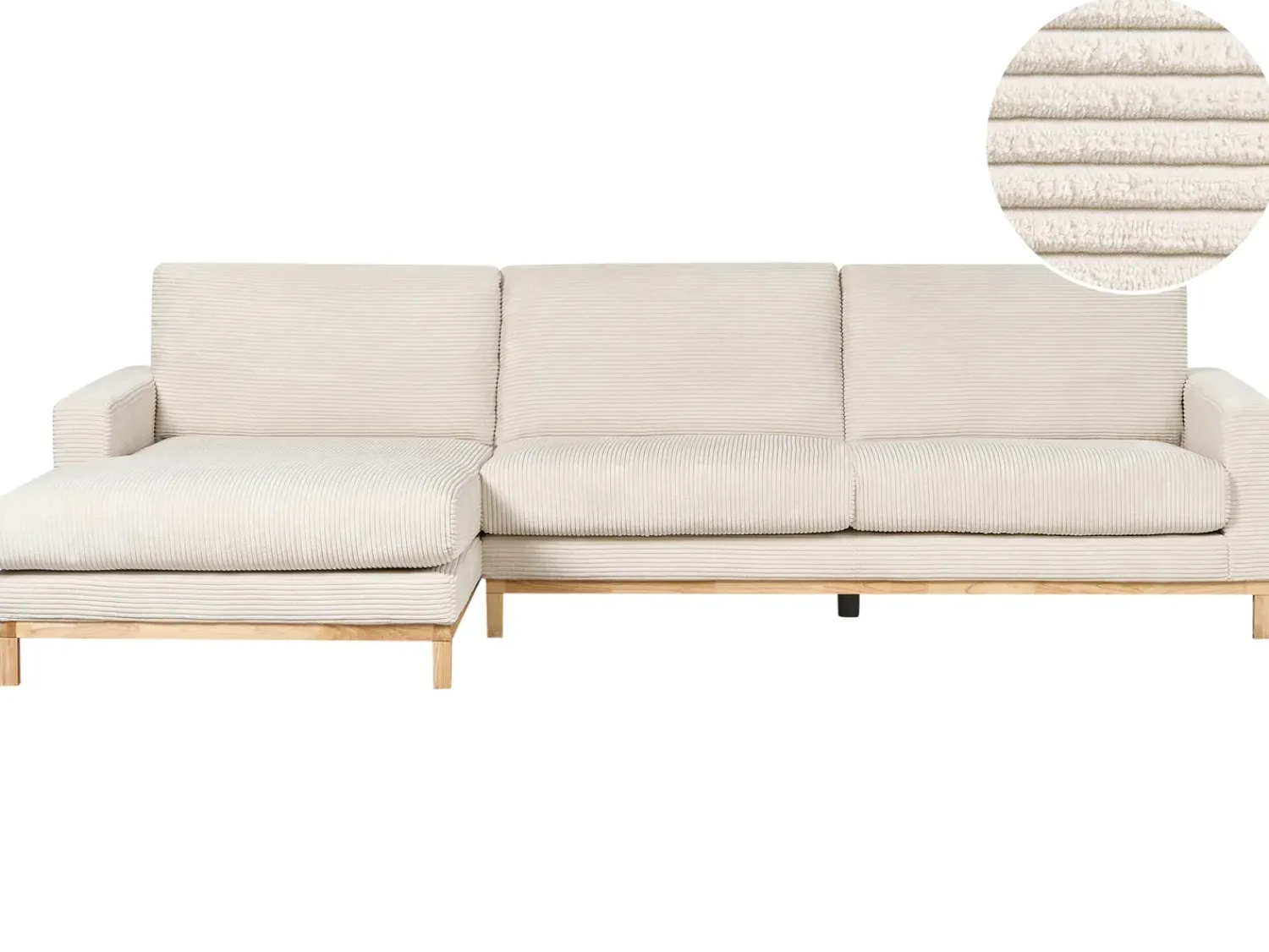 Best Beliani Divano angolare 4 posti SIGGARD II Velluto a coste Beige chiaro Lato destro Beige Marrone