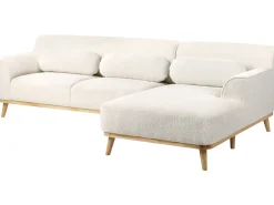 Outlet Beliani Divano angolare 3 posti SIMOS Bouclé Bianco Bianco Marrone