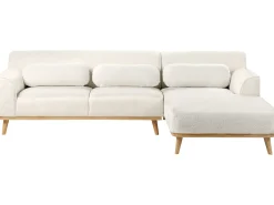 Outlet Beliani Divano angolare 3 posti SIMOS Bouclé Bianco Bianco Marrone