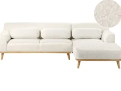 Outlet Beliani Divano angolare 3 posti SIMOS Bouclé Bianco Bianco Marrone