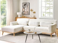 Discount Beliani Divano angolare 3 posti SIMOS Bouclé Bianco Bianco Marrone