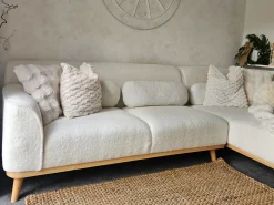 Discount Beliani Divano angolare 3 posti SIMOS Bouclé Bianco Bianco Marrone