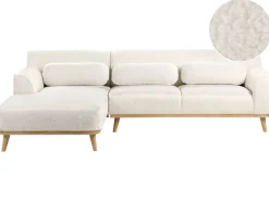 Discount Beliani Divano angolare 3 posti SIMOS Bouclé Bianco Bianco Marrone
