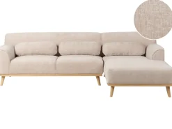 Online Beliani Divano angolare 3 posti SIMOS Ciniglia Beige Beige Marrone