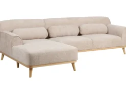 New Beliani Divano angolare 3 posti SIMOS Ciniglia Beige Beige Marrone