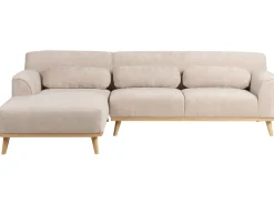 New Beliani Divano angolare 3 posti SIMOS Ciniglia Beige Beige Marrone