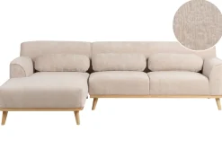 New Beliani Divano angolare 3 posti SIMOS Ciniglia Beige Beige Marrone