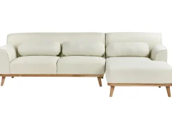 Best Beliani Divano angolare 3 posti SIMOS Tessuto Bianco sporco Bianco Marrone