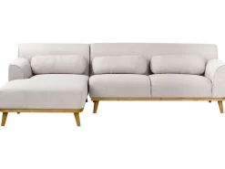 Outlet Beliani Divano angolare 3 posti SIMOS Tessuto Grigio chiaro Marrone Grigio