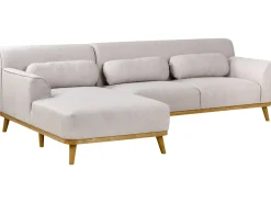 Outlet Beliani Divano angolare 3 posti SIMOS Tessuto Grigio chiaro Marrone Grigio