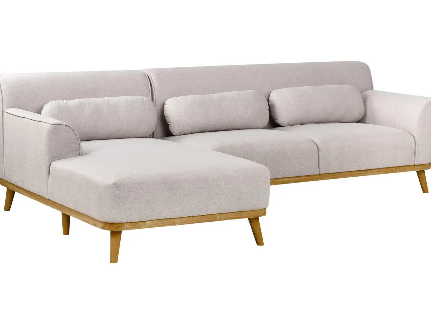 Outlet Beliani Divano angolare 3 posti SIMOS Tessuto Grigio chiaro Marrone Grigio