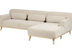 Online Beliani Divano angolare 3 posti SIMOS Velluto a coste Beige chiaro Lato Sinistro Beige Marrone