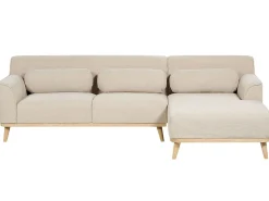 Online Beliani Divano angolare 3 posti SIMOS Velluto a coste Beige chiaro Lato Sinistro Beige Marrone