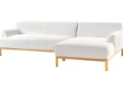 New Beliani Divano angolare 3 posti SOSJO Bouclé Bianco sporco Lato Sinistro Bianco Marrone