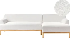 New Beliani Divano angolare 3 posti SOSJO Bouclé Bianco sporco Lato Sinistro Bianco Marrone