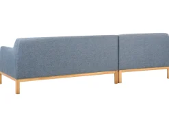 Discount Beliani Divano angolare 3 posti SOSJO Tessuto Blu Lato destro Marrone Blu