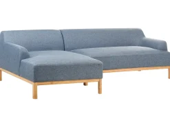 Discount Beliani Divano angolare 3 posti SOSJO Tessuto Blu Lato destro Marrone Blu