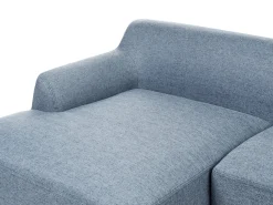 Discount Beliani Divano angolare 3 posti SOSJO Tessuto Blu Lato destro Marrone Blu