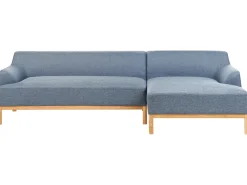 Clearance Beliani Divano angolare 3 posti SOSJO Tessuto Blu Lato Sinistro Marrone Blu
