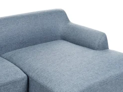Clearance Beliani Divano angolare 3 posti SOSJO Tessuto Blu Lato Sinistro Marrone Blu