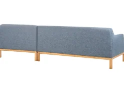 Clearance Beliani Divano angolare 3 posti SOSJO Tessuto Blu Lato Sinistro Marrone Blu