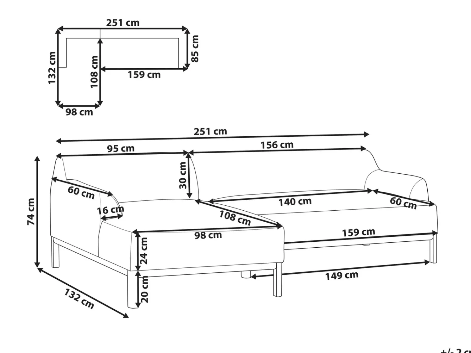 New Beliani Divano angolare 3 posti SOSJO Tessuto Marrone chiaro Lato destro Marrone Marrone