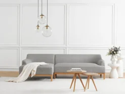 Clearance Beliani Divano angolare 3 posti SOSJO Tessuto Grigio chiaro Lato destro Marrone Grigio