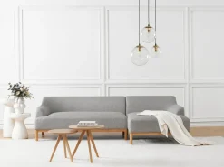 Best Beliani Divano angolare 3 posti SOSJO Tessuto Grigio chiaro Lato Sinistro Marrone Grigio